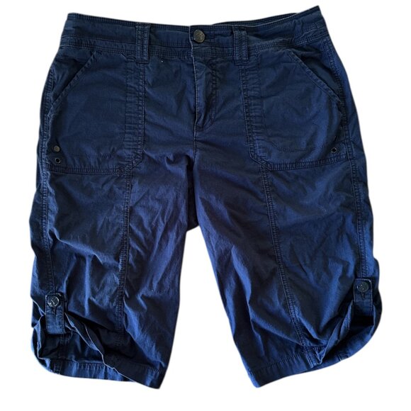 Style & Co Blue Cargo Bermuda Shorts Size 8 Cotton Stretch Utility - Picture 1 of 8